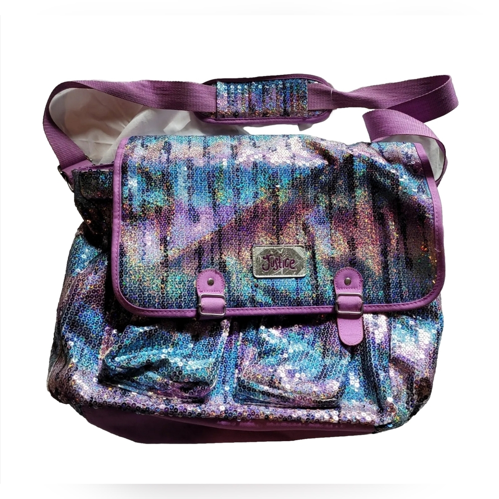 Justice Girls Multi-Color Embellished Backpack Over The Shoulder Bag Zippered